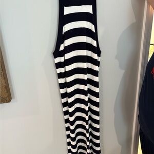 Old Navy Blue and White Halter Sheath Midi Dress